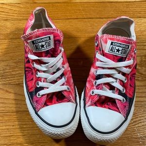 Converse All Star Pink Rose Print Canvas Lace Up Sneakers Shoes Women's 7